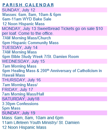 Christ The King Parish Calendar July 12, 2026